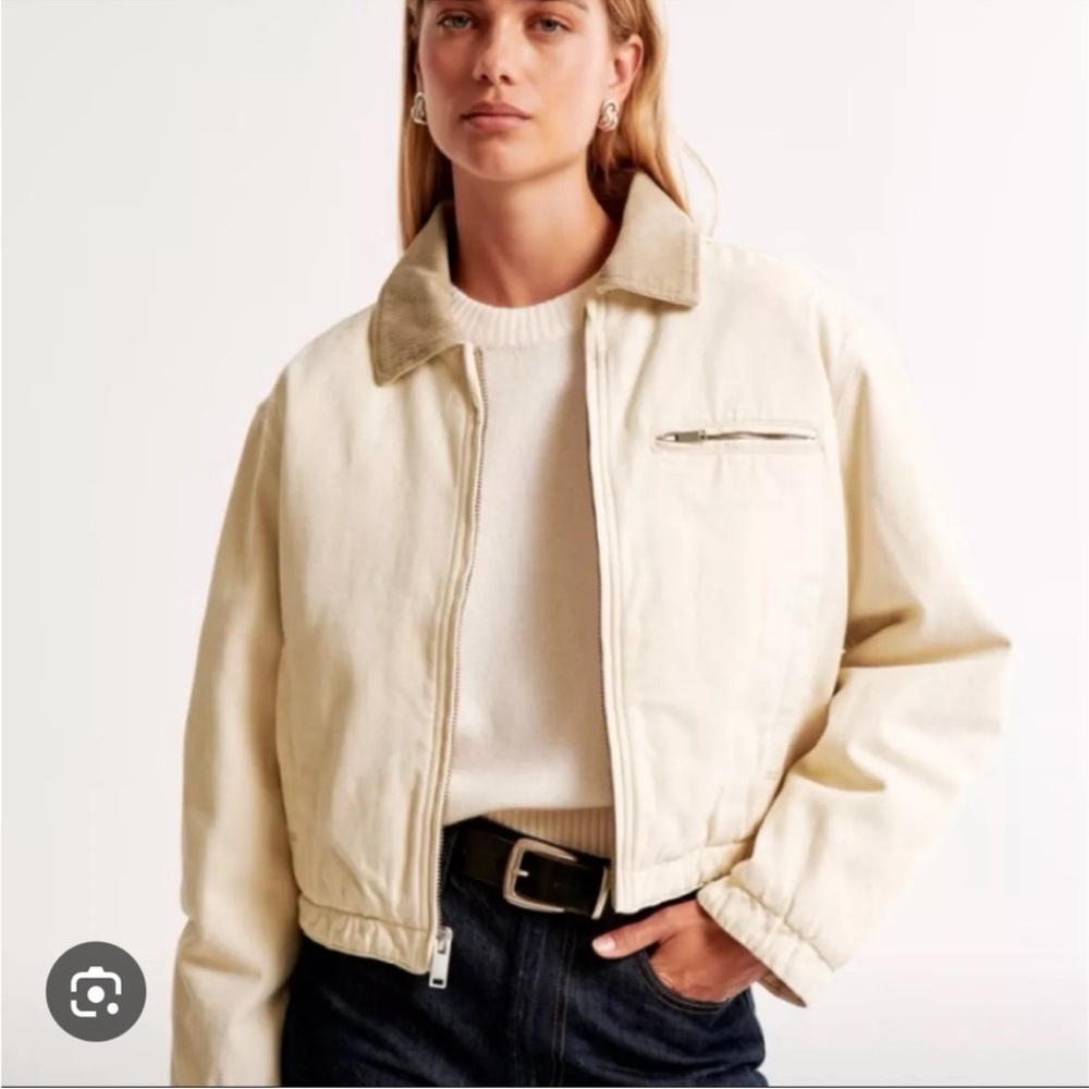 Abercrombie & Fitch Cropped Twill Workwear Jacket